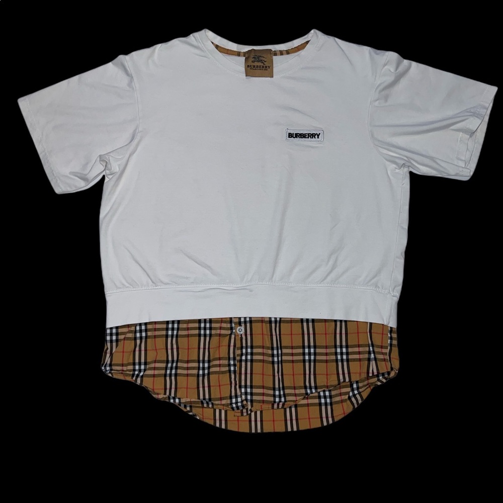 Burberry Nova Check Vintage Men's Beige Yellow T-Shirt Size S-M
